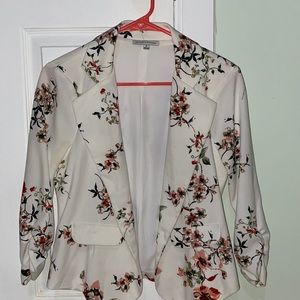 Used white floral blazer size medium